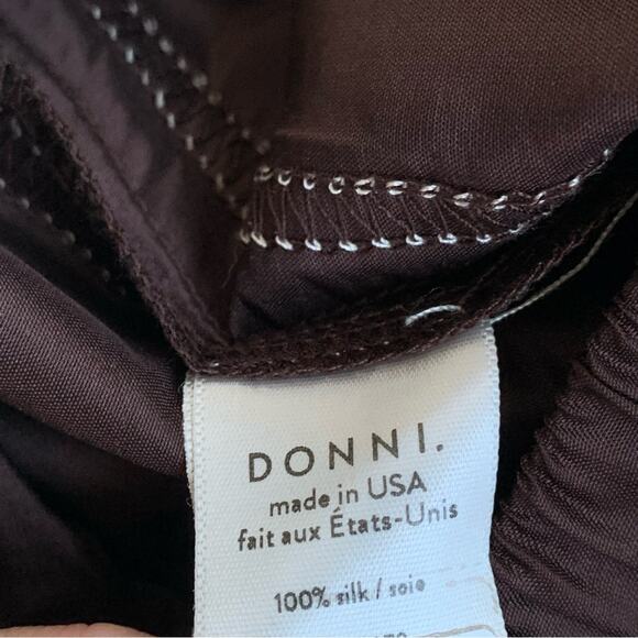 Donni Taffeta Track Silk Stripe Drawstring Baggy Pants Trousers Brown Pink - Picture 12 of 13